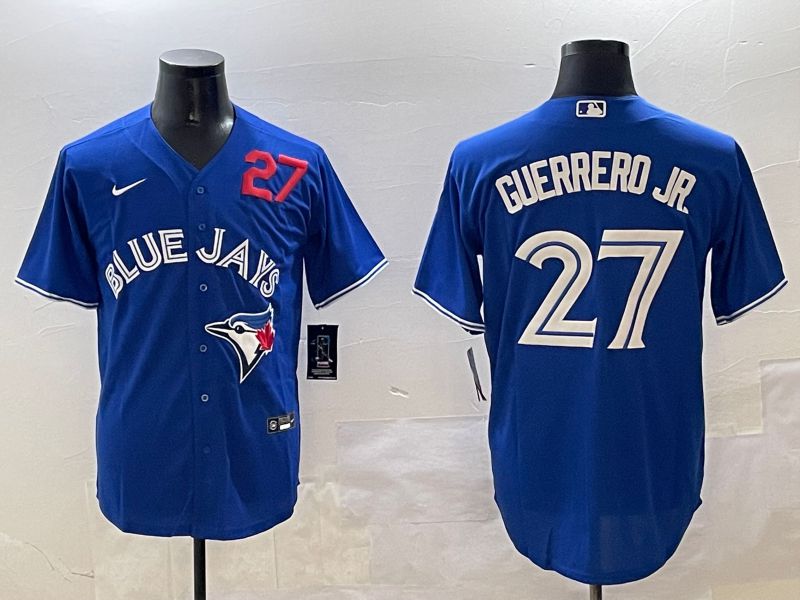 Men Toronto Blue Jays #27 Guerrero jr Blue Game 2025 Nike MLB Jersey style 2->toronto blue jays->MLB Jersey